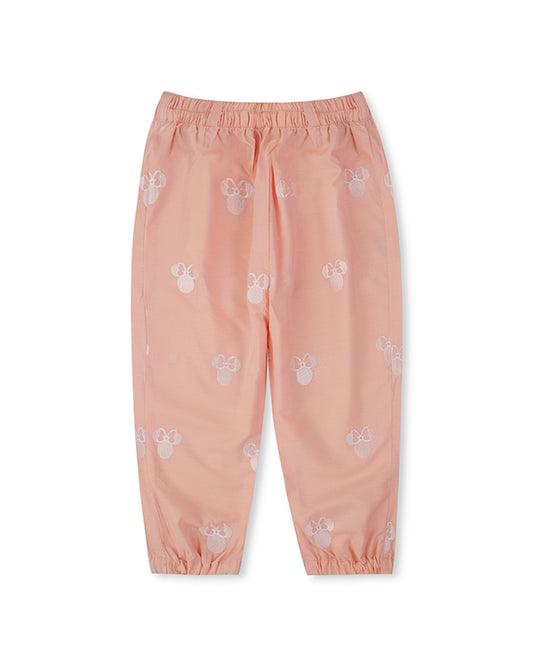 Peach Embroidered Cotton Pants